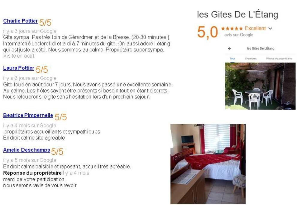 Les Gites De L Etang :Studio A 20 Mn De Gerardmer La Chapelle  Kültér fotó